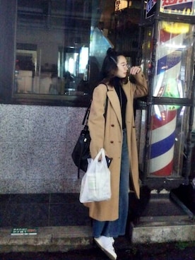 「アイテム（チェスターコート）」を使った、つるさん（レディース・160cm・20代）の冬コーディネート