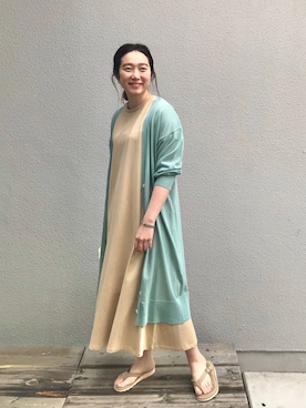 「ロングカーディガン」｜つるさん（レディース・160cm）の春コーディネート