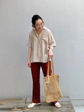 「アイテム（ショルダーバッグ、イエロー系）」を使った、つるさん（レディース・160cm）の夏コーディネート