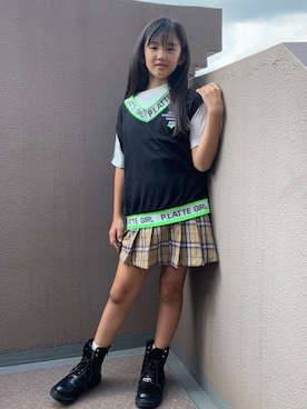 「学校こーで」｜Miku727さん（キッズ・140cm）の夏コーディネート