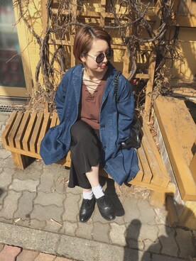 「SOMETHING（サムシング）のアイテム（シューズ）」を使った、Y U M Iさん（レディース・160cm）の春コーディネート