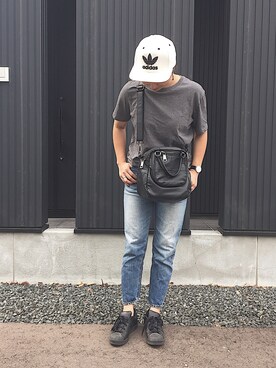「adidas Originals（アディダスオリジナルス）のアイテム（キャップ）」を使った、Y U M Iさん（レディース・160cm）の秋コーディネート