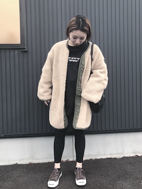 「WHATEVER（ファットエバー）のアイテム」を使った、Y U M Iさん（レディース・160cm）の秋コーディネート