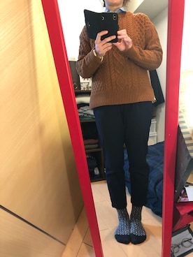 「BEAUTY&YOUTH UNITED ARROWS（ビューティーアンドユースユナイテッドアローズ）のアイテム（スラックス、ブルー系）」を使った、ぱくちーさん（レディース・159cm）の冬コーディネート