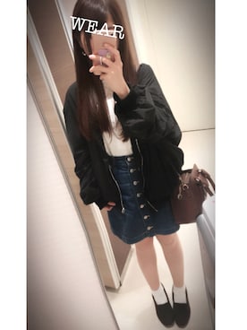「OZOC（オゾック）のアイテム（ブルゾン）」を使った、nyaaaaa2さん（レディース・153cm）の春コーディネート