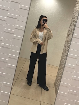 「襟抜きシャツ」｜rumuさん（レディース・157cm）の秋コーディネート