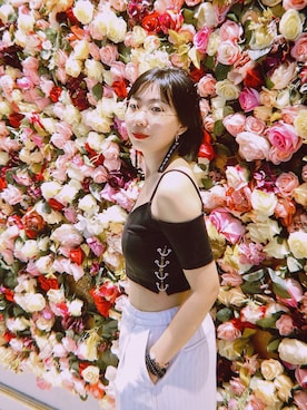 「花見」｜「アイテム（チノパンツ）」を使った、球大师さん（レディース・155cm）の夏コーディネート