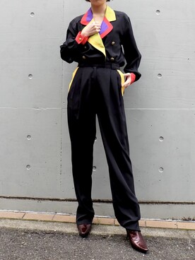 「古着コーデ」｜「アイテム（つなぎ/オールインワン）」を使った、champletokyoさん（レディース・158cm）の春コーディネート