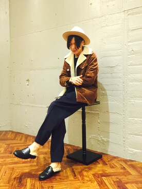 「Wrangler（ラングラー）のアイテム（ブルゾン）」を使った、nano・universe 名鉄 STAFFさん（メンズ・170cm）の秋コーディネート