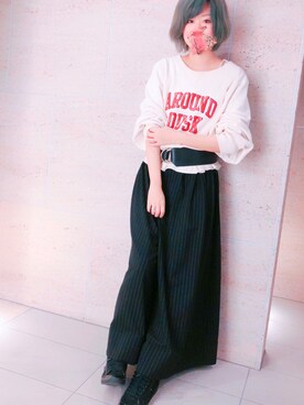 「RBS」｜「アイテム（スウェット）」を使った、Mio®︎さん（レディース・170cm）の春コーディネート