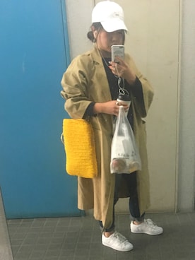 「ベルイエロー」｜「アイテム（トレンチコート）」を使った、ponさん（レディース・154cm）の春コーディネート
