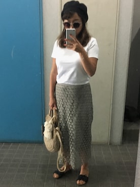「coca（coca）（コカ）のアイテム（ハンチング/ベレー帽）」を使った、ponさん（レディース・154cm）の夏コーディネート