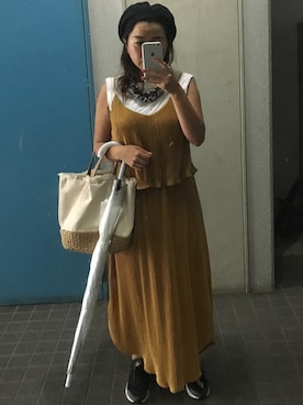 「coca（coca）（コカ）のアイテム（ハンチング/ベレー帽）」を使った、ponさん（レディース・154cm）の夏コーディネート
