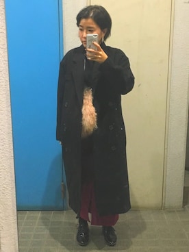 「Enasoluna（エナソルーナ）のアイテム（ピアス（両耳用））」を使った、ponさん（レディース・154cm）の冬コーディネート