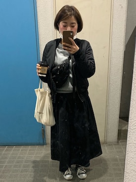 「Enasoluna（エナソルーナ）のアイテム（ピアス（両耳用））」を使った、ponさん（レディース・154cm）の春コーディネート