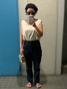 「coca（coca）（コカ）のアイテム（ハンチング/ベレー帽）」を使った、ponさん（レディース・154cm）の夏コーディネート