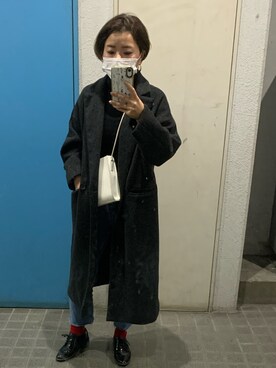 「UNIQLO（ユニクロ）のエクストラファインメリノリブタートルネックセーター（長袖）（ニット/セーター）」を使った、ponさん（レディース・154cm）の冬コーディネート