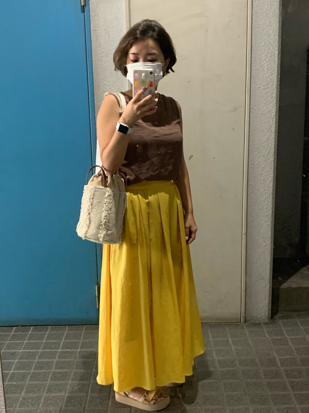 「シンプルコーデ、秋カラー、大人かわいい、今日のコーデ、低身長」｜「fifthのナチュラルリネンスリーブレストップス（Tシャツ/カットソー、ブラウン系）」を使った、ponさん（レディース・154cm）の夏コーディネートの1枚目の写真