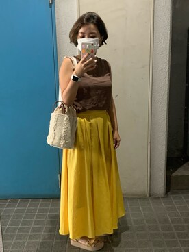 【新品、未使用】スタイルデリ キレイ色ロングギャザースカート イエロー