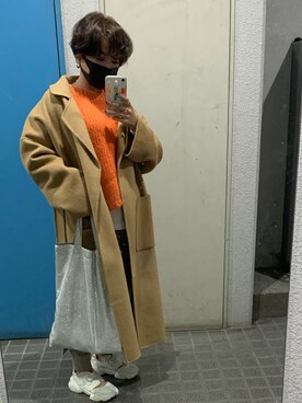 「ZARA KIDS」｜「アイテム（チェスターコート）」を使った、ponさん（レディース・154cm）の秋コーディネート