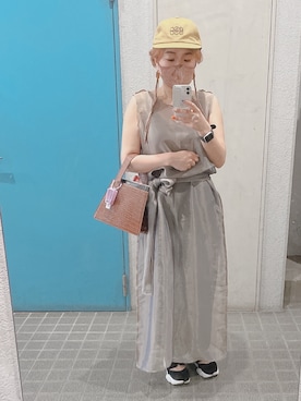 「シアーワンピース」｜「アイテム（キャップ）」を使った、ponさん（レディース・154cm）の夏コーディネート