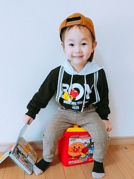 「OLD NAVY（オールドネイビー）のアイテム（オールインワン・サロペット）」を使った、chimamaさん（キッズ・90cm）の春コーディネート