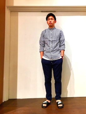 「TRANS CONTINENTS（トランスコンチネンツ）のアイテム（パンツ）」を使った、Sanan ☻さん（メンズ・175cm）の春コーディネート
