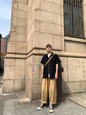 「工装」｜bluebirdさん（メンズ・182cm）の春コーディネート