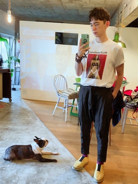 「MSGM（エムエスジーエム）のアイテム（スリッポン）」を使った、tsuyoshitxxxさん（メンズ・171cm）の夏コーディネート