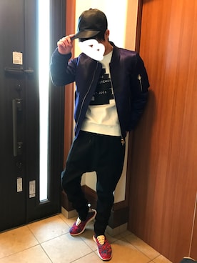 「BLUE WORK（ブルーワーク）のアイテム（ジャケット/アウター）」を使った、べべべさん（メンズ・174cm）の冬コーディネート