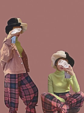 「ankoROCK（アンコロック）のアイテム（帽子）」を使った、理翔 / rishangさん（レディース・154cm）の冬コーディネート