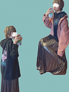 「ロゴパーカー」｜「アイテム（その他）」を使った、理翔 / rishangさん（レディース・154cm）の冬コーディネート