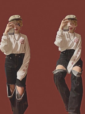 「EdgeCity（エッジシティ）のアイテム」を使った、理翔 / rishangさん（レディース・154cm）の春コーディネート