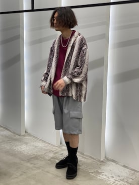 「レザーショーツ」｜新村優樹さん（メンズ・177cm）の春コーディネート