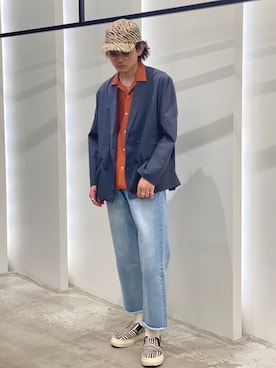 「URBAN RESEARCH（アーバンリサーチ）のアイテム（キャップ）」を使った、新村優樹さん（メンズ・177cm）の春コーディネート