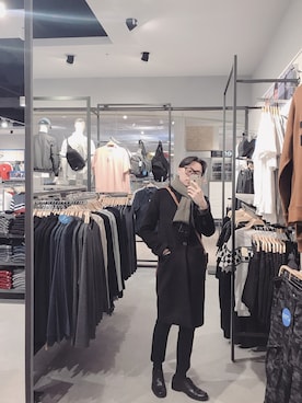 「no brand（ノーブランド）のアイテム（ピーコート）」を使った、BirKin .Cさん（メンズ・174cm）の冬コーディネート
