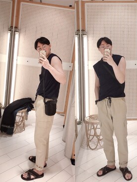 「8seconds（エイトセカンズ）のアイテム（トップス）」を使った、BirKin .Cさん（メンズ・173cm）の夏コーディネート