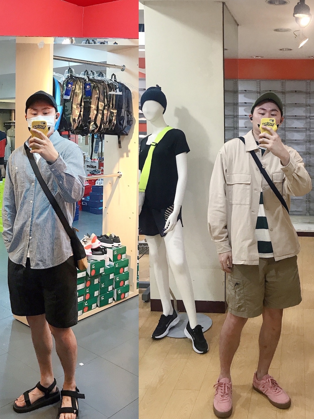 「ootd、wiwt、daily look、mirrorselfie、2021春新作、Taiwan、weekend」｜「SPARKのアイテム（カーゴパンツ、ブラック系）」を使った、BirKin .Cさん（メンズ・174cm）の春コーディネートの1枚目の写真