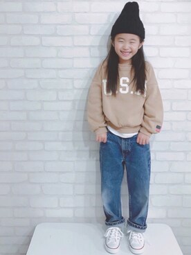「USA」｜「アイテム（帽子）」を使った、☆のん☆さん（キッズ・110cm）の冬コーディネート