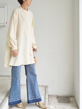 「アイテム（サンダル、ゴールド系）」を使った、ミドリ🐎🐎🐎さん（レディース・160cm）の春コーディネート