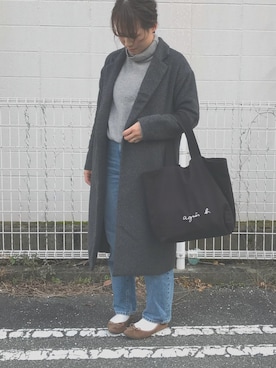 「OZOC（オゾック）のアイテム（テーラードジャケット）」を使った、mitanさん（レディース・158cm）の冬コーディネート