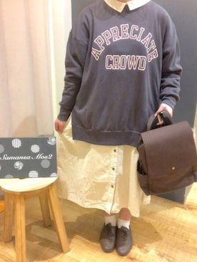 「スエット」｜「アイテム（ワンピース/ドレス）」を使った、suzukaさん（レディース・157cm）の秋コーディネート