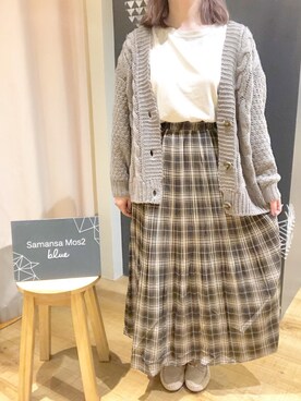 「Samansa Mos2 blue（サマンサモスモスブルー）のアイテム（モカシン/デッキシューズ）」を使った、suzukaさん（レディース・157cm）の秋コーディネート