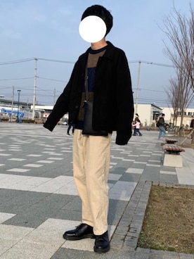 「アイテム（ニット/セーター、ブルー系）」を使った、noriさん（メンズ・167cm）の冬コーディネート