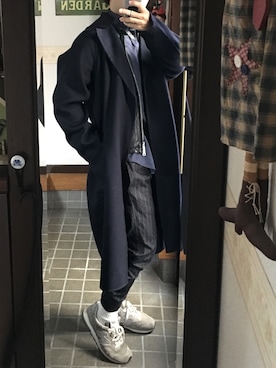 「ユナイテッドアローズ」｜「アイテム（チェスターコート）」を使った、gapaoさん（メンズ・160cm）の冬コーディネート