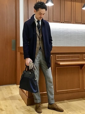 「CARIDEI（カリデイ）のアイテム」を使った、上村さん（メンズ・182cm）の秋コーディネート