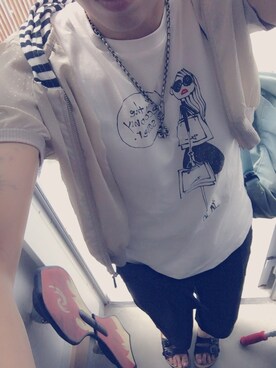 「ISBIT（アイズビット）のアイテム（トップス）」を使った、yukinobdさん（レディース・154cm）の夏コーディネート