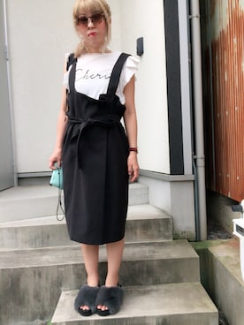 「SLOBE IENA（スローブイエナ）のアイテム（ジャンパースカート）」を使った、yukinobdさん（レディース・154cm）の夏コーディネート