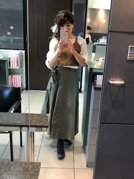 「アイテム（その他トップス、ブラウン系）」を使った、yukinobdさん（レディース・154cm）の春コーディネート