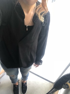 「Ungrid（アングリッド）のフレイドヘムストスリ（デニムパンツ）」を使った、yukinobdさん（レディース・154cm）の秋コーディネート